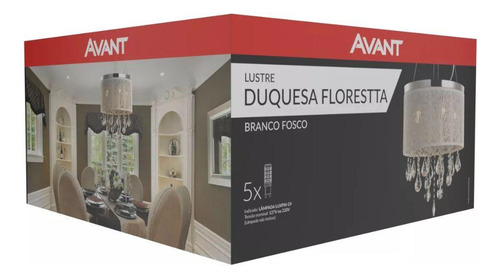Lustre Pendente Avant Duquesa Florestta 5xg9 Branco Fosco