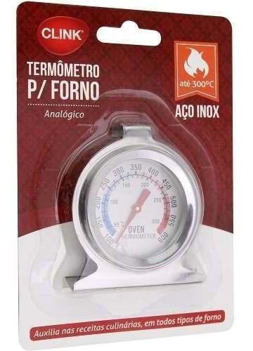 Termometro De Forno 300° Analógico Culinario Inox Até 60 Min