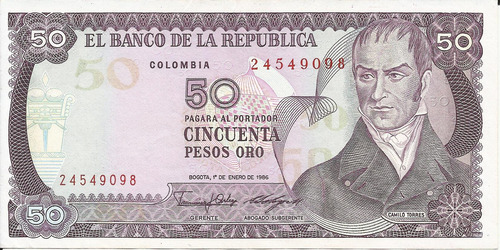 Colombia 50 Pesos 1 Enero 1986