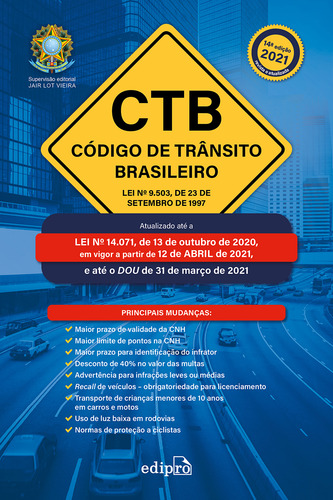 Livro Código De Trânsito Brasileiro 2021 - Lei 9503 23/09/97