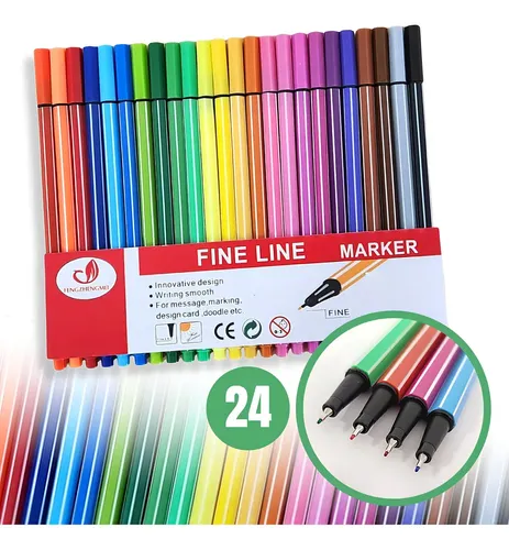 Kit Caneta Fine Line Cores Ponta Fina 0.4mm Cor Da Ti Tinta Kit 24 cores CORPO COLORIDO