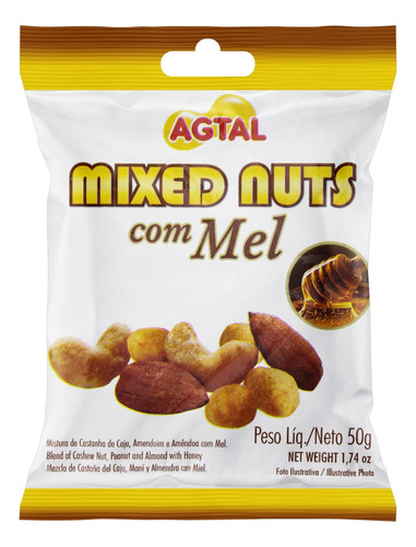 Mix de Castanha com Mel Agtal Mixed Nuts Pacote 50g