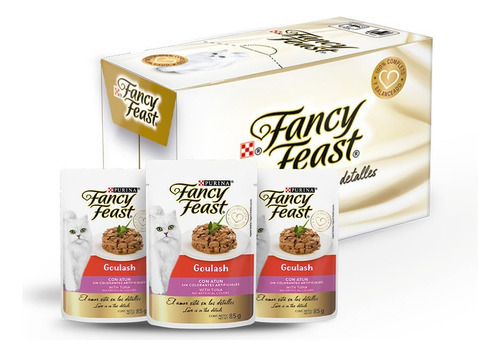 Purina Fancy Feast Pouches Goulash Atun Pouch 85g, Caja Con
