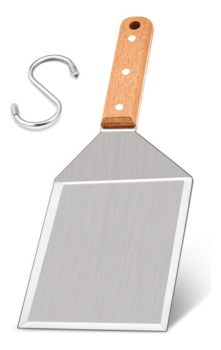 Espatula Leonyo Acero Inox 13 X 29cm Mango De Madera Marrón