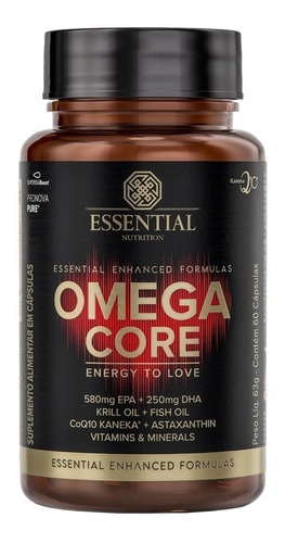 Suplemento Em Cápsulas Essential Nutrition Ômega Core 3 Em Pote De 63g 60 Un