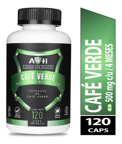 100% Puro Café Verde 120 Cápsulas. A4h Armor For Health