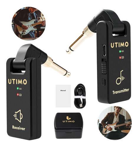 2.4g Inalámbrico Recargable Guitarra Transmisor Receptor Set
