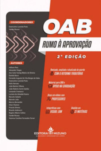 Oab Rumo À Aprovação, De Brusso Vander., Vol. 1. Editorial Jh Mizuno, Capa Mole, Edição 2ª Edição Em Português