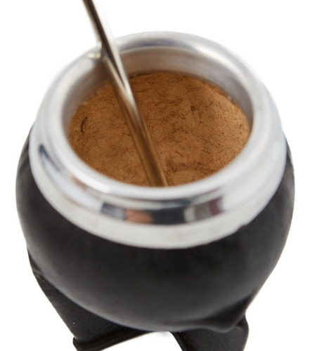 Imagen 2 de 6 de Mate Uruguayo Calabaza Cuero Vaqueta Original Con Bombilla