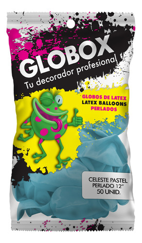 Globos Perlados 12 pulgadas Globox X 50 Unidades color celeste pastel