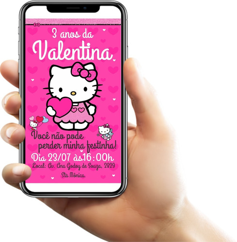 Convite Digital Aniversário Personalizado Hello Kitty