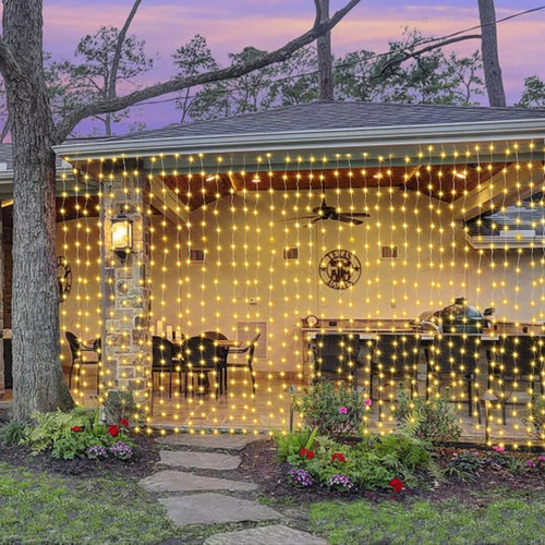 Cortina Lluvia 3x3 Mtrs 320 Led Blanco Calido Deco Eventos