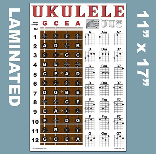 Imagen 1 de 4 de A New Song Music - Diapasón De Ukelele Laminado Y Tabla De.
