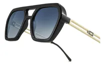 Comprar Anteojo Sol Infinit Lyon Metal Doble Barra Lente Azul Lyon Azul - Ocean Grd Negro Brillo - Bs Dorado