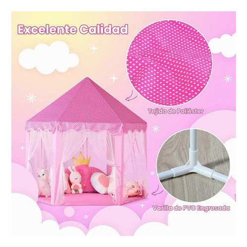 Tienda De Campaña Princess Castle Para Niña Con Luces Led De