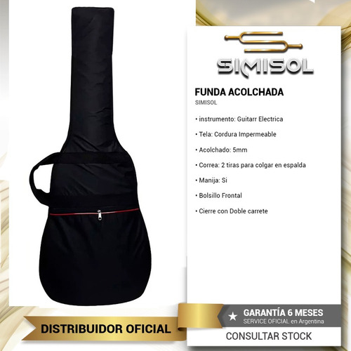Imagen 2 de 5 de Funda Guitarra Electrica Acolchada Impermeable Doble Correa