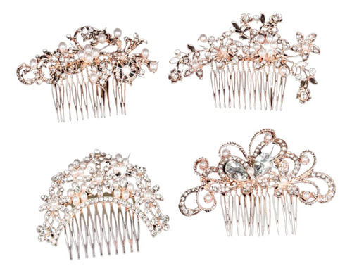 Angoily 4pcs Metal Hair Clips For Women Crystal Headpiece Wo