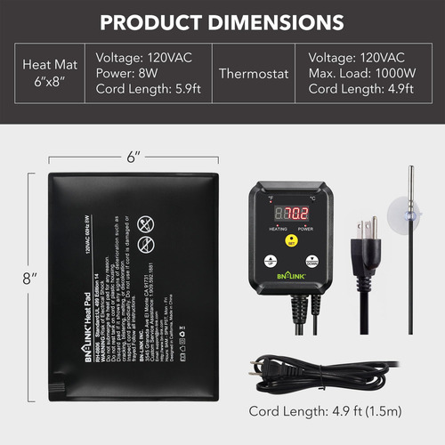 Almofada De Aquecimento Para Répteis Bn-link Durable 15w 15x
