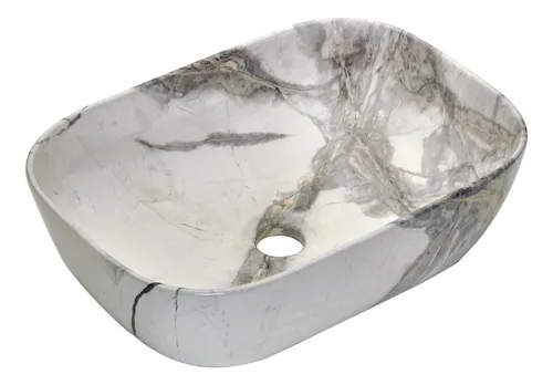 comprar Bacha De Apoyar Marmolada Baño Bch18 Peirano Rectangular 460x320x140 Lavatorio Vanitory De Apoyo Símil Mármol Mate Bano