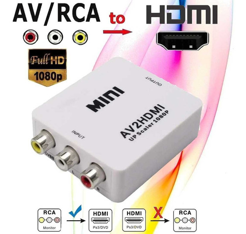 Rca Av A Hdmi Convertidor 1080p Para Tv Ps3 Ps4 Pc Dvd X Pro