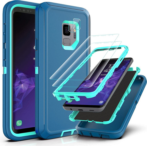 Funda Para Samsung Galaxy S9 - Azul/turquesa + Protectores