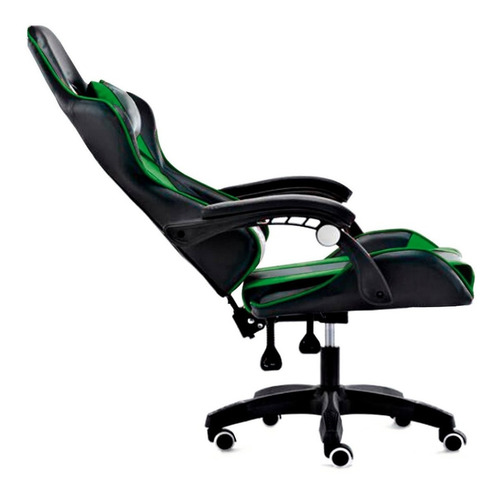 Imagen 2 de 3 de Silla de escritorio Ideon Extreme Hunter Pro gamer ergonómica negra y verde con tapizado de cuero sintético