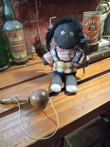 Antigua Muñeca Negra De Tela (coleccion - Decoracion) (Usado)