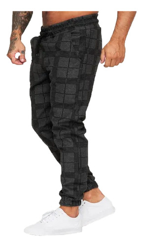 Pantalón Ajustado Casual A Cuadros Para Hombre Casual