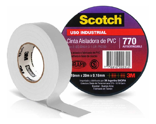 Cinta Aisladora 3m Scotch Super 770 19mm X 20m X 0,18mm