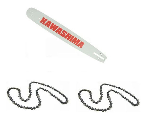 Kit 1 Sabre Motoserra 20 Pol 500 mm +2 Correntes Kawashima