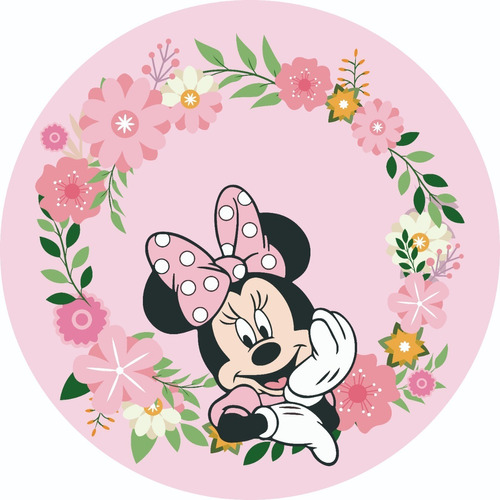 Banner Circular Minnie Mouse Cumpleaños Fondos Mesa Candy