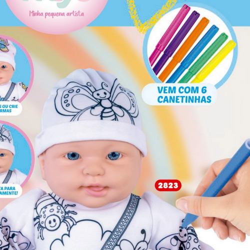 Boneca Miyo Para Colorir Com 6 Canetinhas