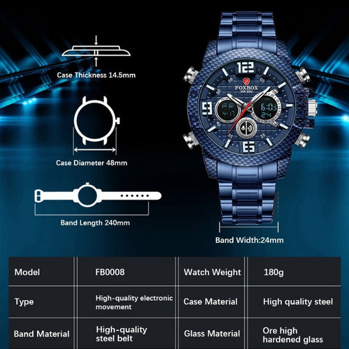 Relojes Impermeables De Acero Inoxidable Foxbox Business Par