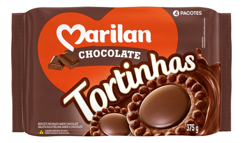 Biscoito Recheio Chocolate Marilan Tortinhas Pacote 375g