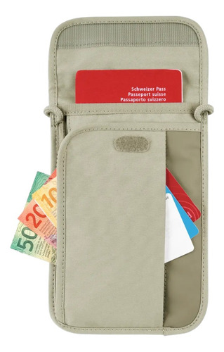 Victorinox Cartera De Seguridad Travel Essentials Neck Pouch Color Beige Diseño de la tela Liso