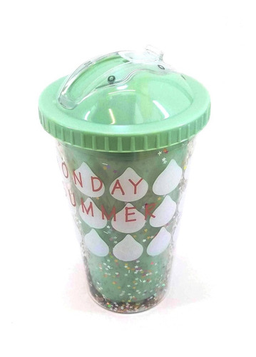 Imagen 2 de 8 de Vaso Termico Doble Capa Glitter Boquilla Rebatible 450 Ml