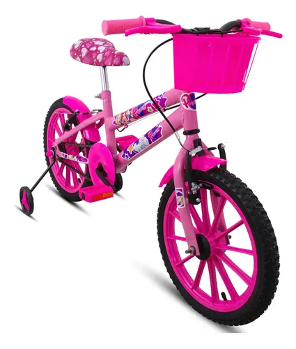 Bicicleta Infantil Aro 16 Rosa Ello Bike Com Rodas De Treinamento ELLO BIKE