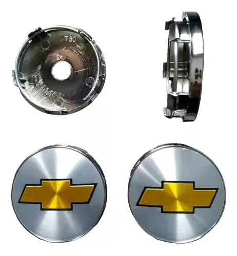Pack 4 Tapas Chevrolet 60mm Plateada Brillante Centro Rueda | Cuotas