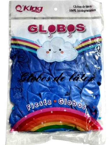 100 Globos Latex Estandar Fashion R12 Azul Rey Calidad Helio