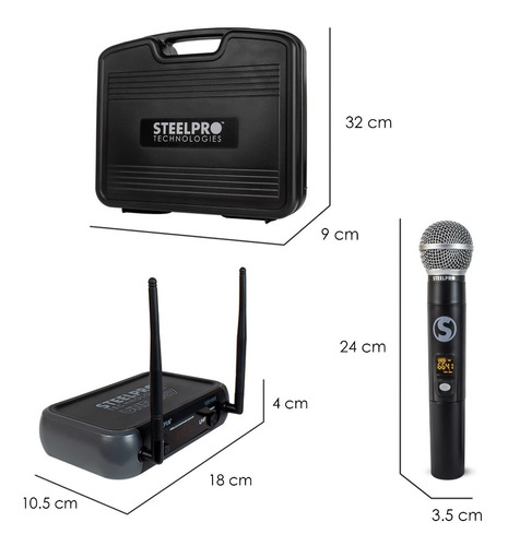 Imagen 4 de 4 de Steelpro - Micrófono Profesional - Inalambrico - Uhf-607