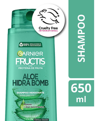 Shampoo Garnier Fructis Aloe Hidra Bomb en botella de 650mL por 1 unidad