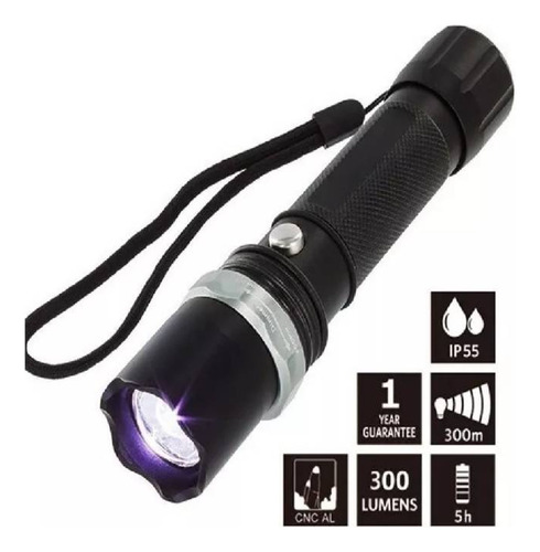 Kit Linterna Led Metálica Recargable Zoom Resistente Al Agua