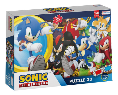 Puzzle Sonic The Hedgehog 60 Pcs 3d C/anteojos Shp Tunishop