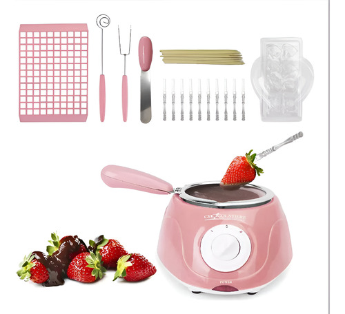 Chocolatera Fondue Rosa Maquina Para Derretir Chocolate Rosa