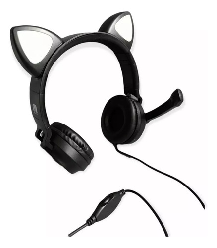 3x2 Audífonos Gamer Con Luz Led Gatito Diadema Headphones Color Ab Luz Ab