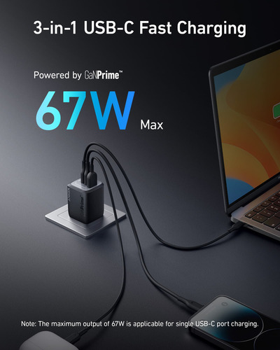 Cargador Anker USB-C 67W Negro