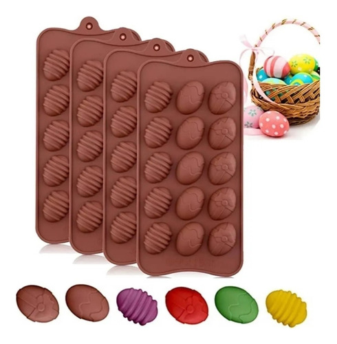 Pack X4 Molde De Huevitos De Chocolate Molde Silicona Bombones Forma De Huevitos Molde De Chocolate Huevos Molde Silicona 15cav Forma Oval Chocolate Pasteleríacl