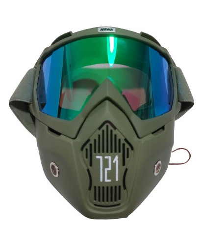 Mascara Moto Hawk Verde Visor Cromado