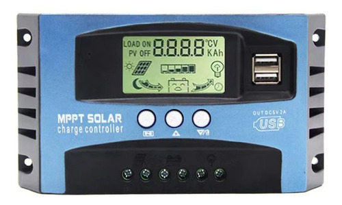 Regulador Carga Solar Digital 40a 12v 24v 2 Usb