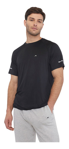 Polera Hombre Deportiva Poliéster R-neck Negro Corona